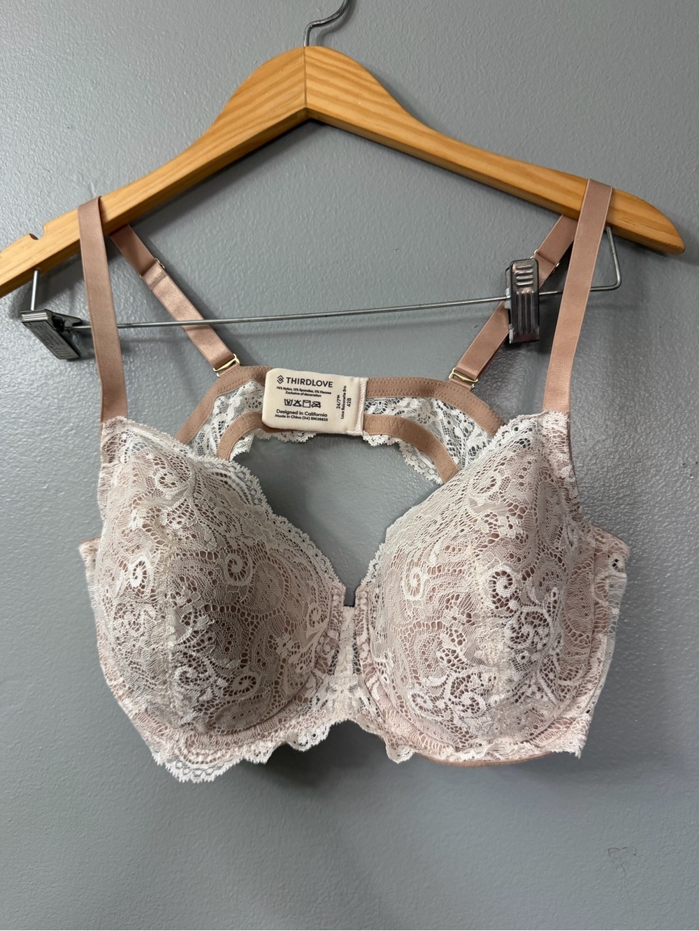 ThirdLove Lace Underwire Bra in Blush 42B